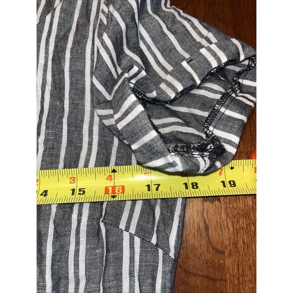Banana Republic Women Dress 8 P Gray Striped Linen Cotton Short Sleeve - Picture 5 of 6